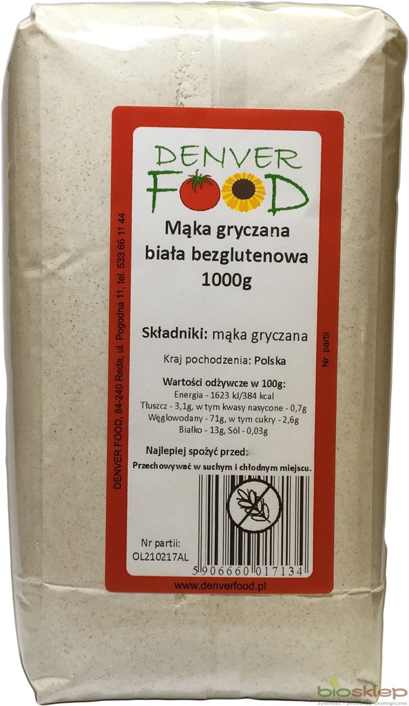 Mąka Gryczana Biała Bezglutenowa (Polska) 1 kg Den