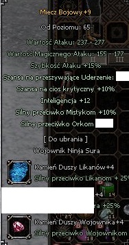 Metin2 Bojowy miecz +9 3kd+4  bony Tasmania BCM