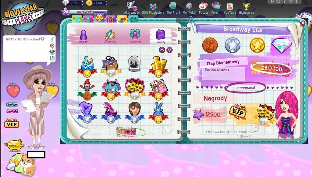 Konto MovieStarPlanet (MSP) - 26 lvl + VIP na rok!