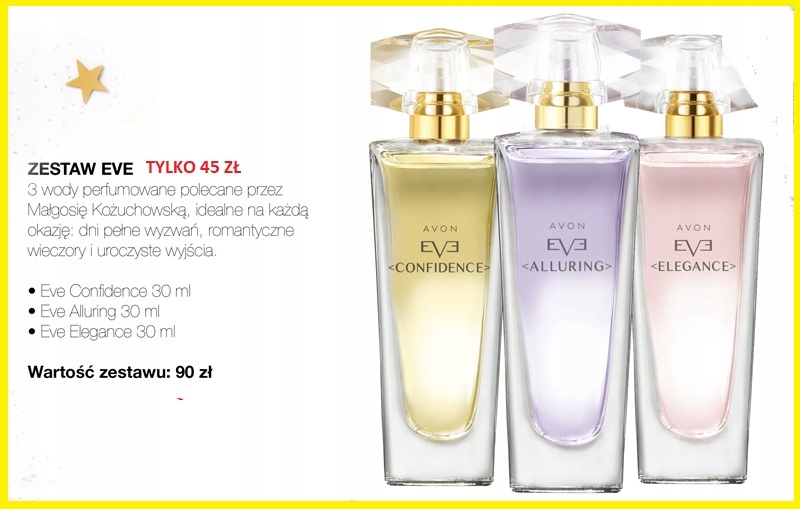 Avon zestaw Eve ALLURING ,CONFIDENCE ,ELEGANCE 3sz