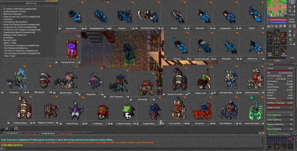 TIBIA HEXERA.NET 677MS FULL MAGE