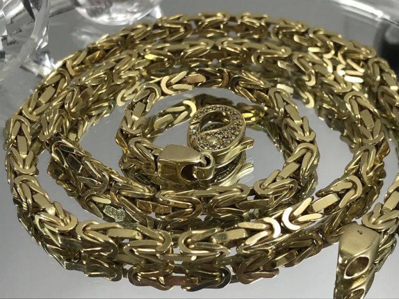 ZŁOTY ŁAŃCUSZEK KRÓLEWSKI Z DIAMENTAMI 750/66,75G