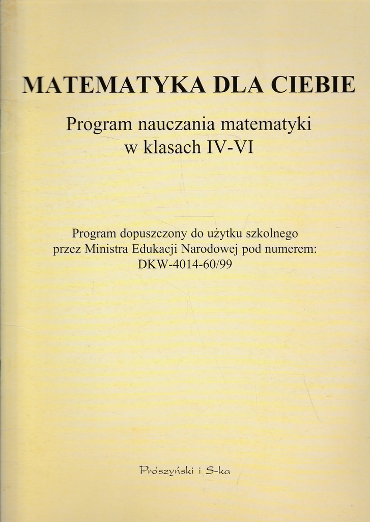 MATEMATYKA DLA CIEBIE program nauczania klasy 4-6