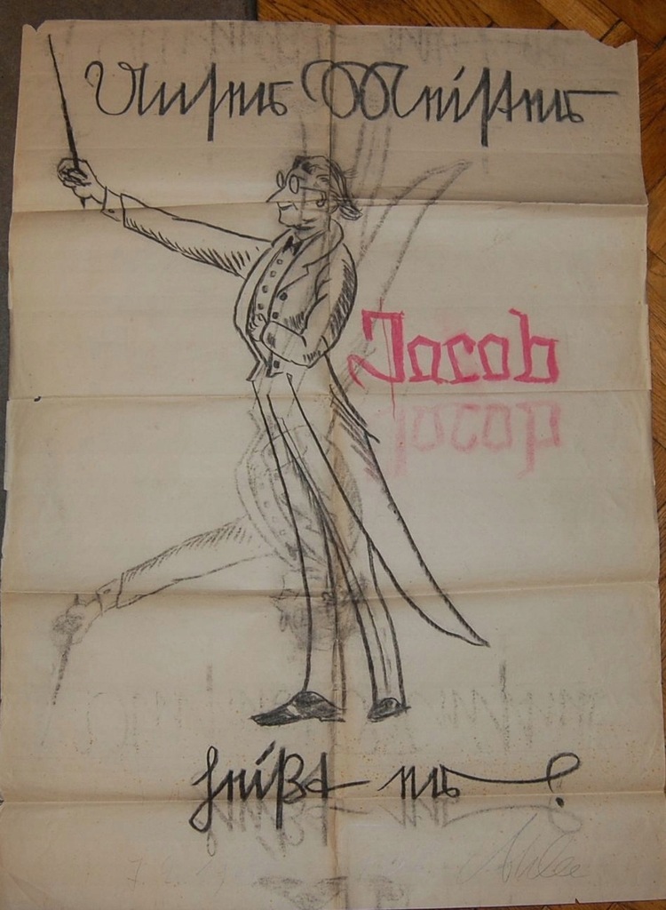 Dyrygent Rysunek praca Sygnowana 1948 rok