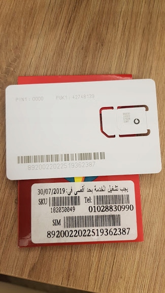 Internet karta SIM Egipt Egipska Vodafone czynna