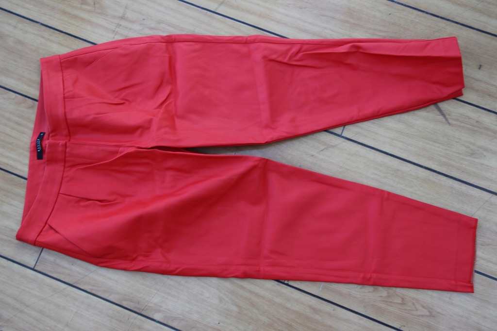 MOHITO spodnie cygaretki czerwone skóra eko 36