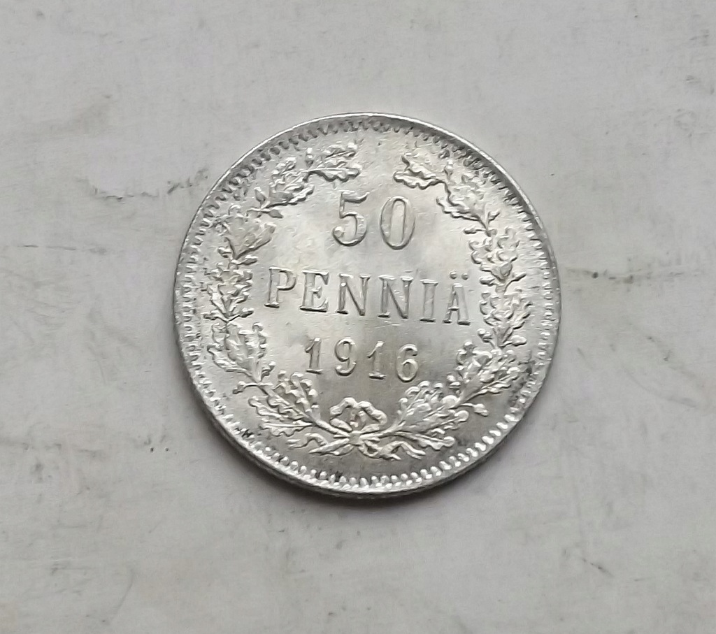 50 PENNIA 1916 FINLANDIA srebro