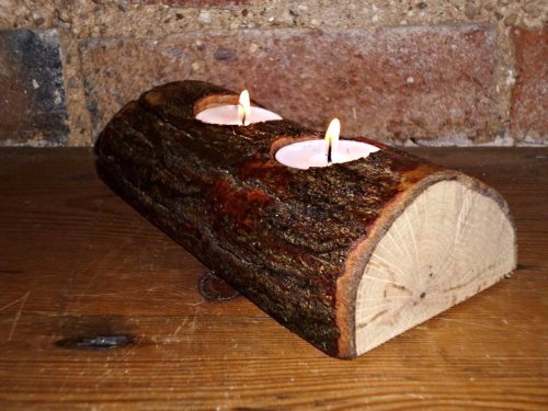 Świecznik Drewniany! HANDMADE! DEKORACYJNY! PAKIET
