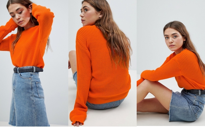04M142 BOOHOO__NR1 POMARAŃCZOWY SWETER CASUAL__S/M