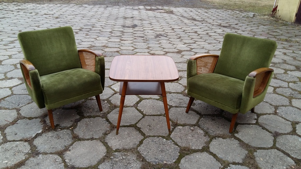 Komplet Mebli Fotele + Stół Lata 60 Vintage Design