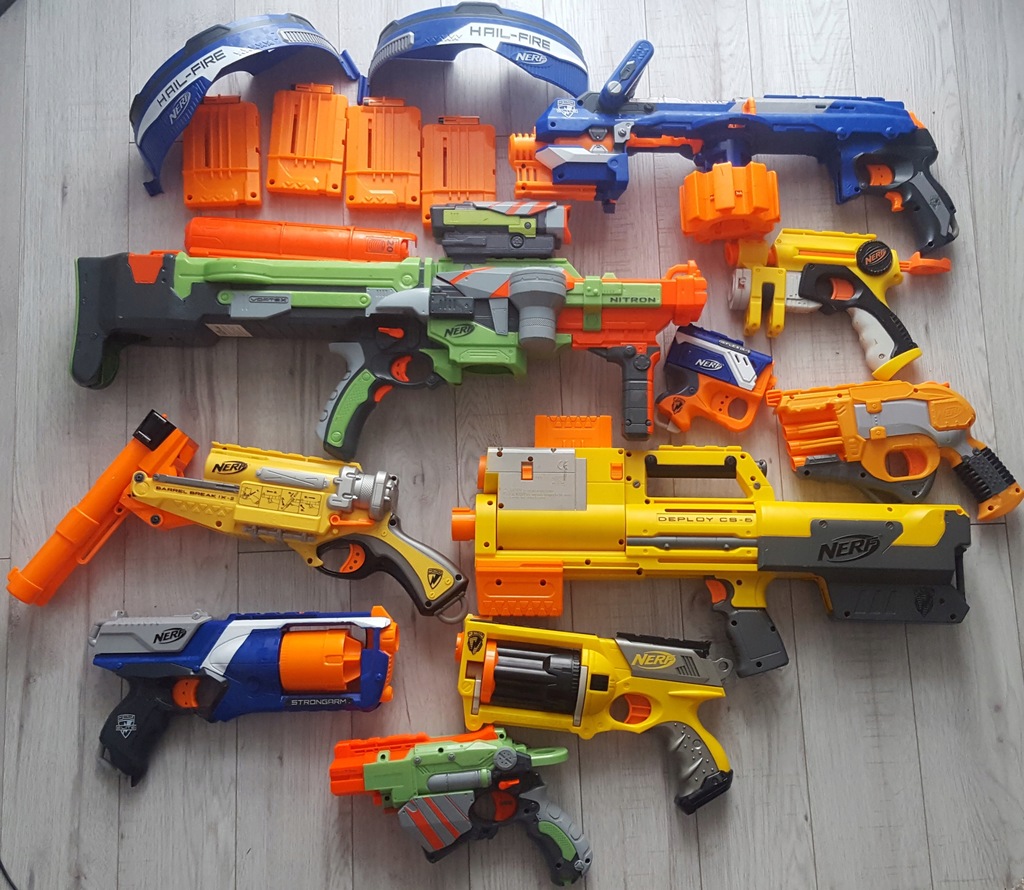 NERF ZESTAW BRONI 10 SZT HAIL FIRE NITRON BARREL