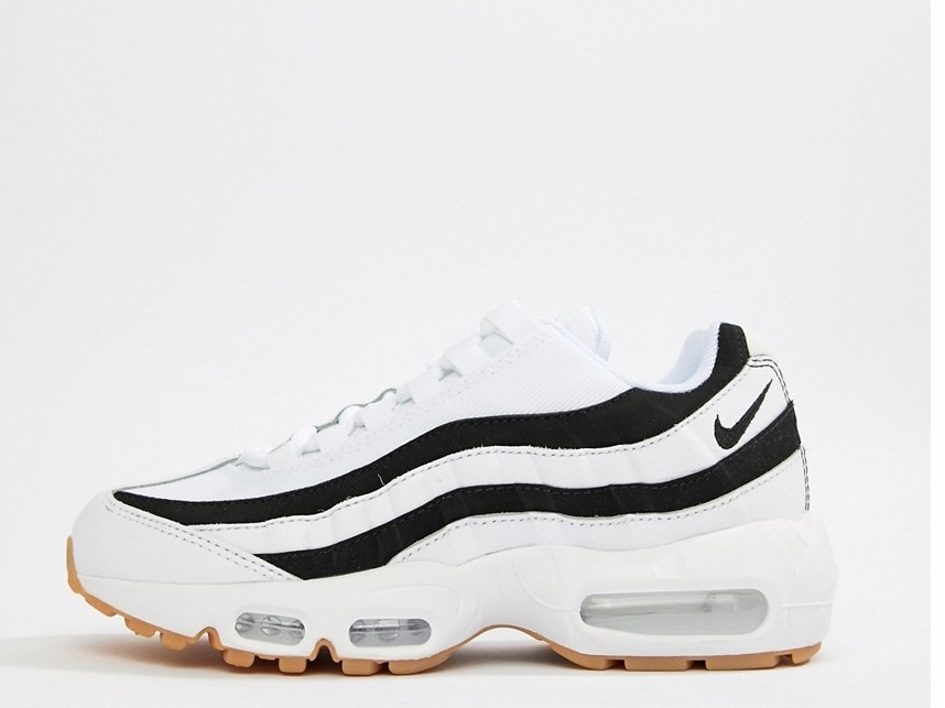 nike white with black accent air max 95 trainers