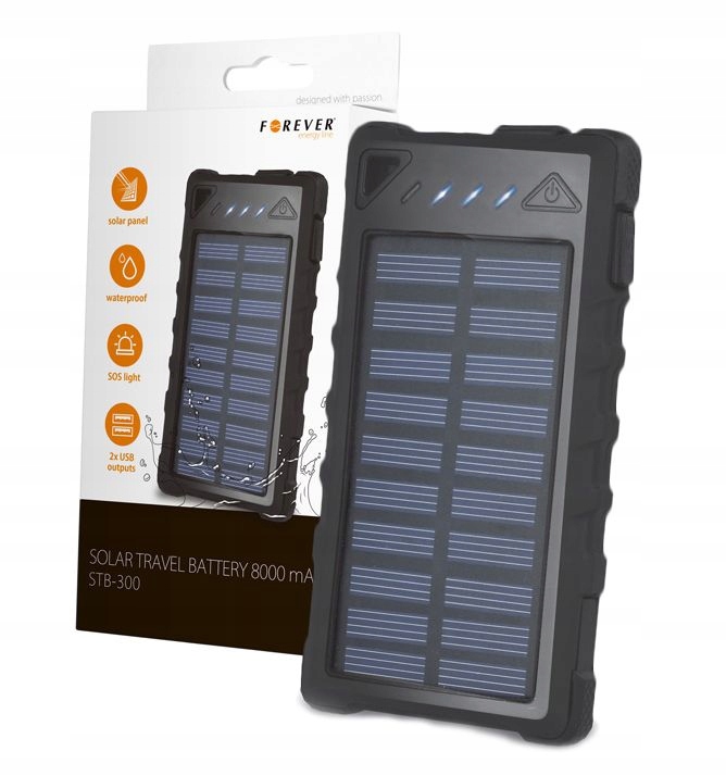 SOLARNY POWERBANK FOREVER 8000MAH 1A 2XUSB CZARNY