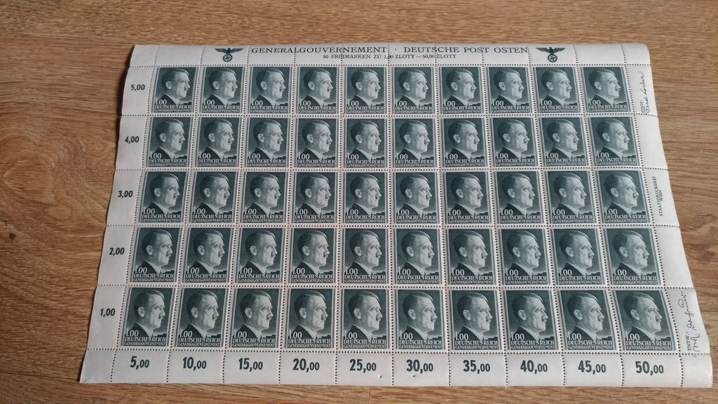Arkusz znaczków z III Rzeszy II wojna światowa 1zł