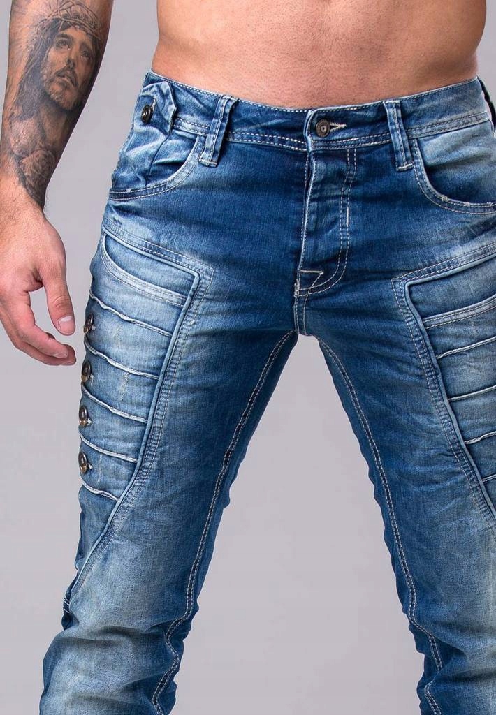 Pantaloni Uomo Denim Blu Jeans Uomo Cipo & Baxx PENTAGON - Taglio Dritto, Denim Blu Stonewash, Tutte Le Taglie, Nuovo Con Etichette Denim Taglio Dritto - Foto 7