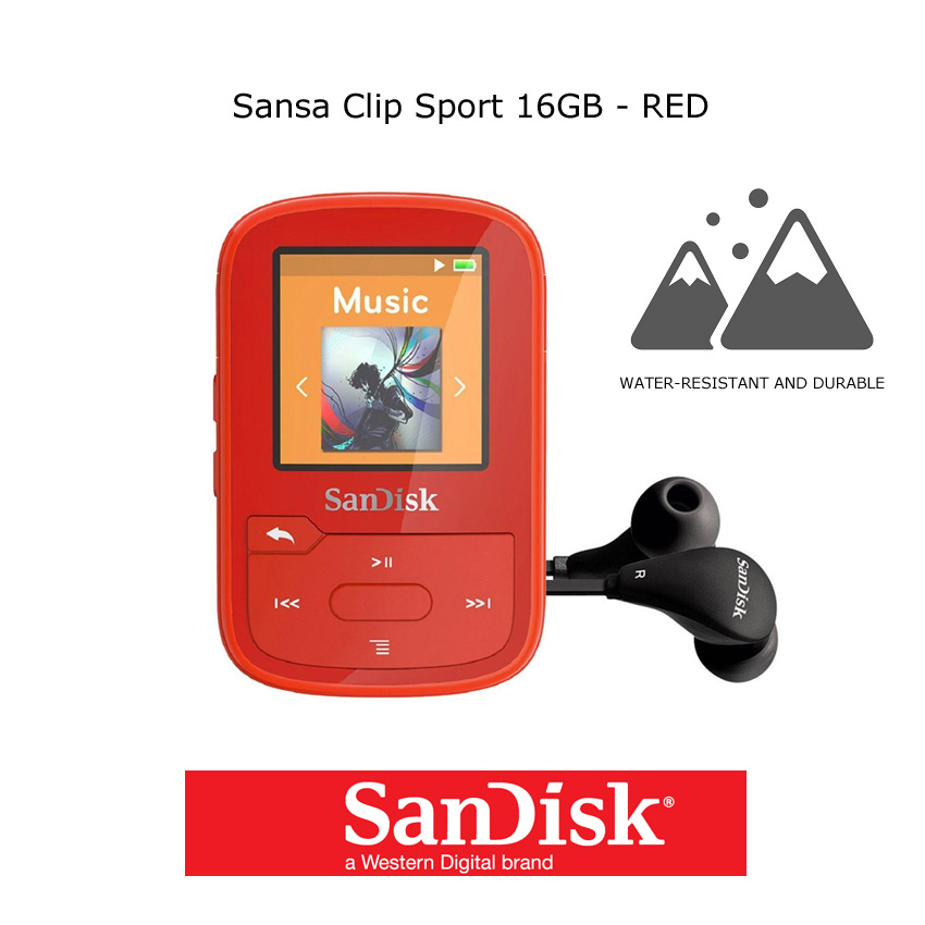 Sandisk MP3 16GB Plus Sport Player Czerwony