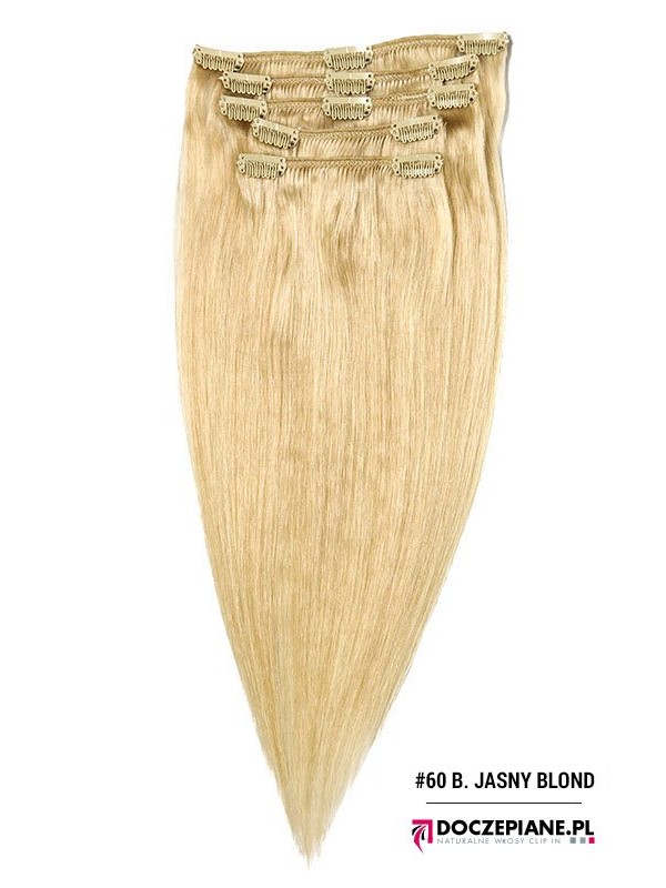 Włosy clip in 40 cm jasny blond 120g DOCZEPIANE.PL
