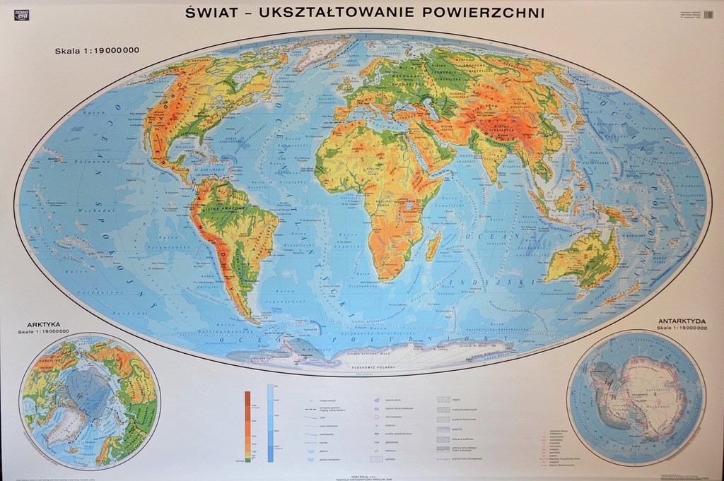 ŚWIAT MAPA ŚCIENNA FIZYCZNA GEOGRAFICZNA NOWA ERA