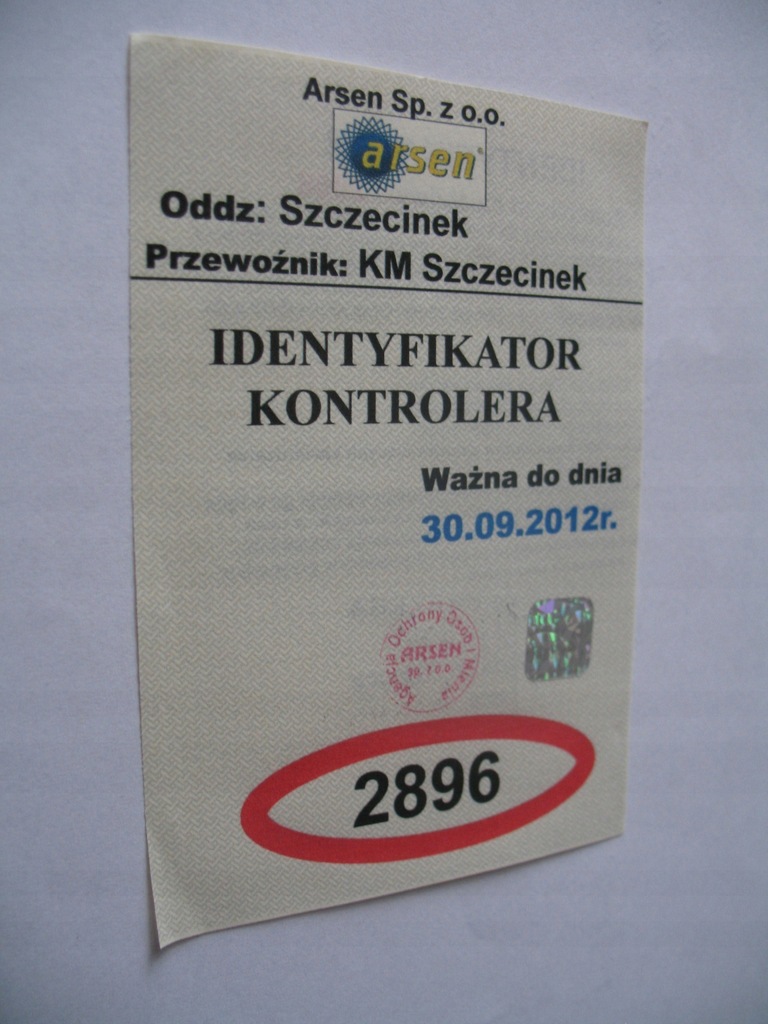 Bilet ZKM Szczecinek Legitymacja kontrolera