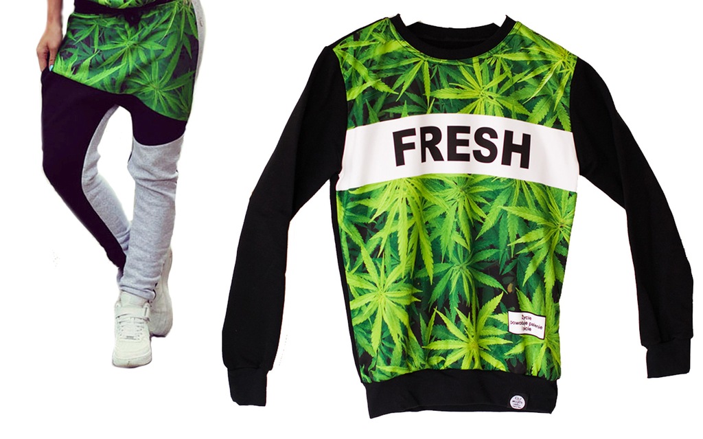DRES Z TRAWKA KONOPIĄ MIRIHUANA WEED GANJA BLUZA