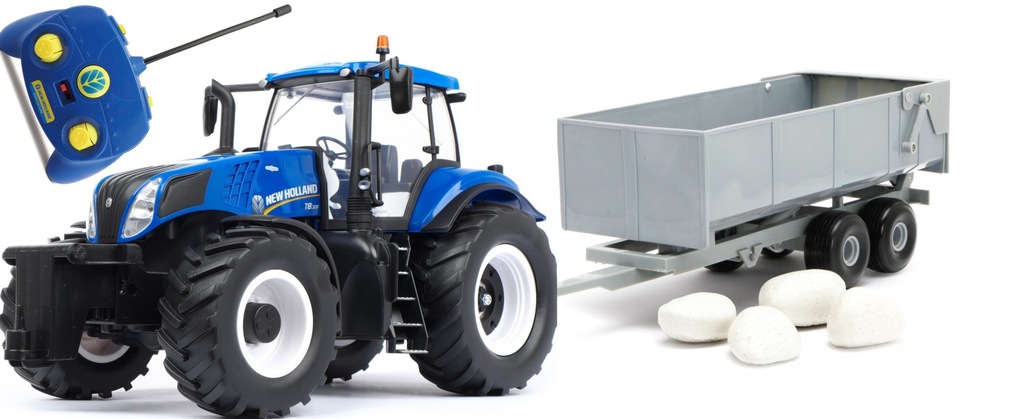 Traktor New Holland T8 zdalnie sterowany przyczepa