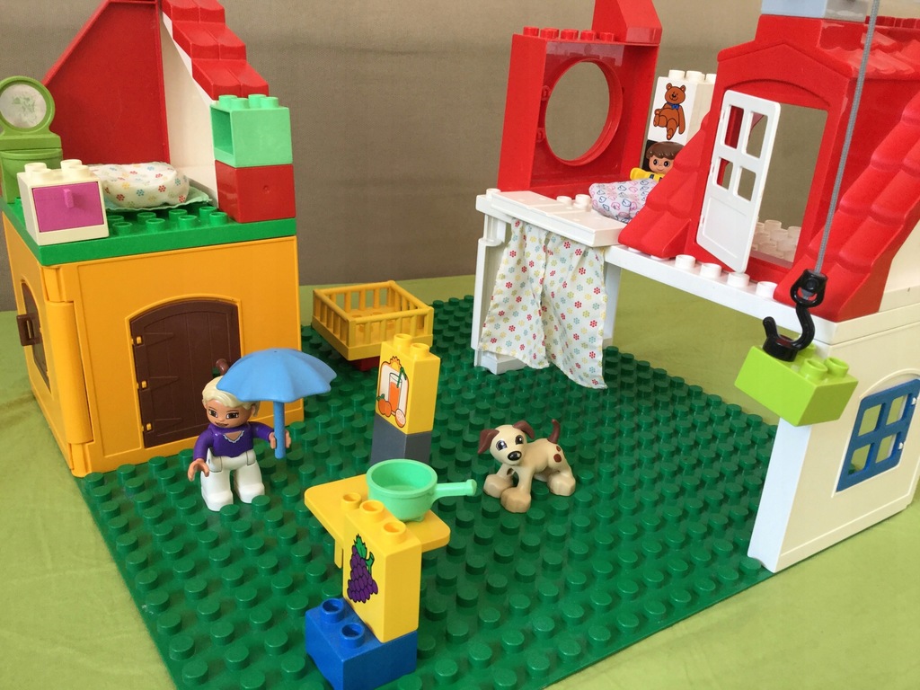 Lego DUPLO DUZY ZESTAW dźwig łazienka stół pies