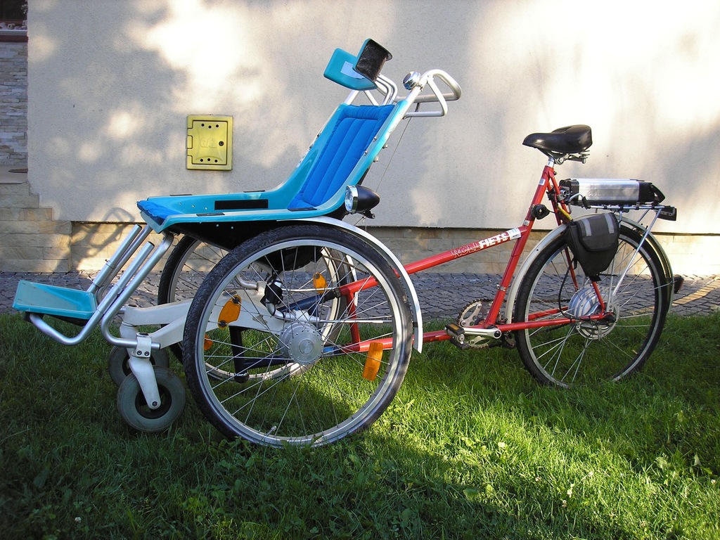 rower z wózkiem tandem riksza elektryczny