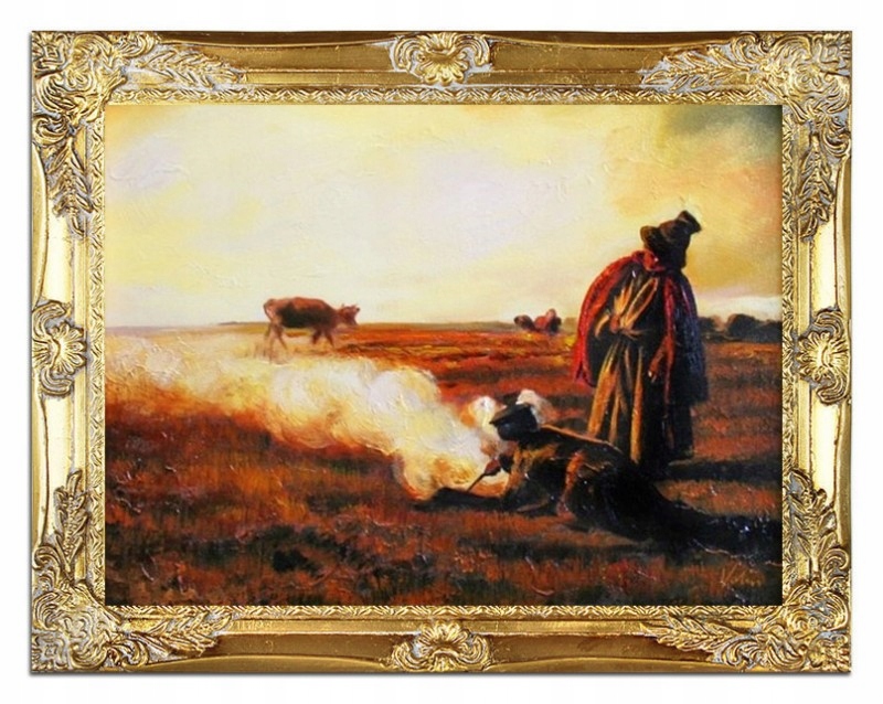 OBRAZ JESIEŃ-DYM J. CHEŁMOŃSKI OLEJ KOPIA 37x47