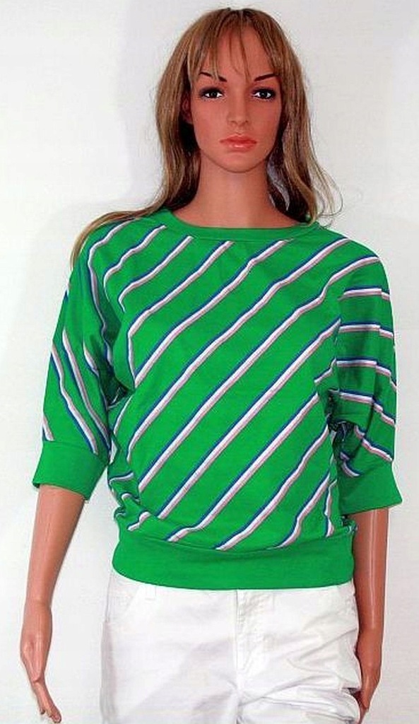 Bluzka zielona w paseczki Bawełna stretch R 40/42