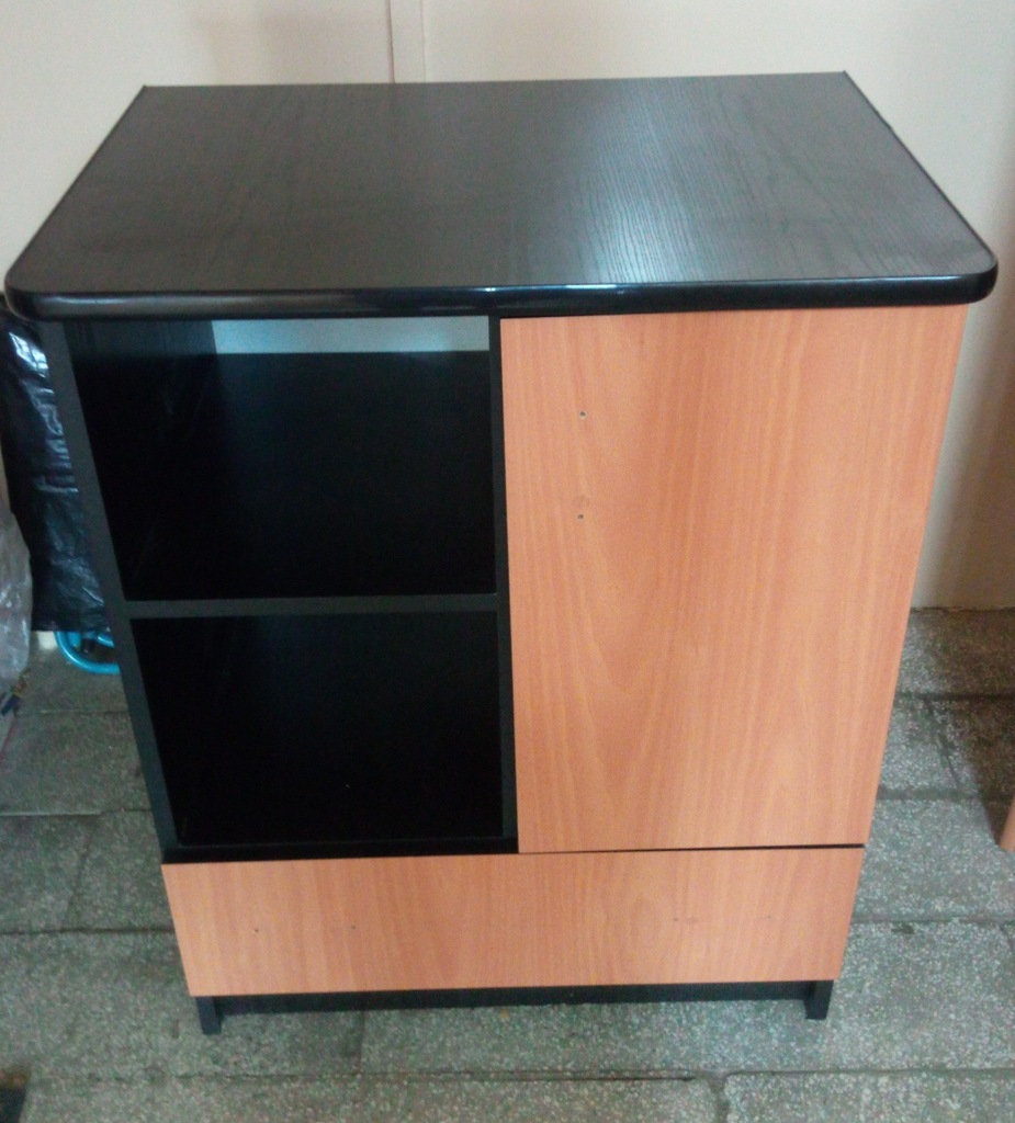 komoda szafka z półkami i szufladą olcha czarny