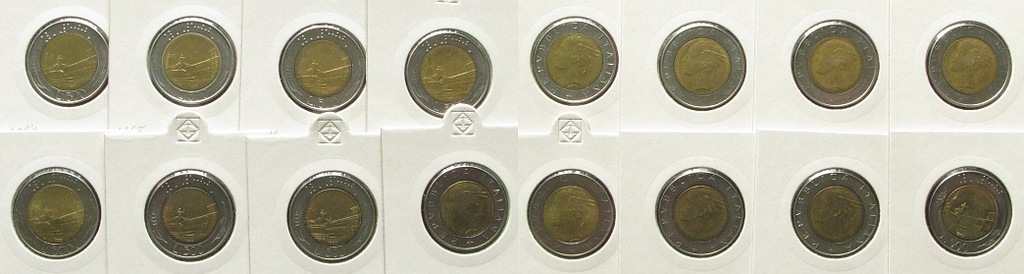 WŁOCHY - lot 8 monet 500 lirów od 1984 do 1991