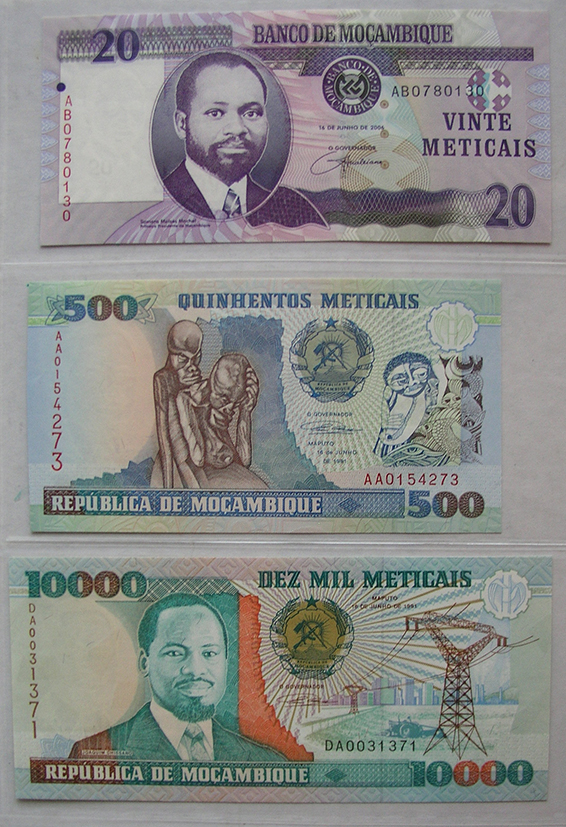 Mozambik 20 + 500 + 1000 Meticais