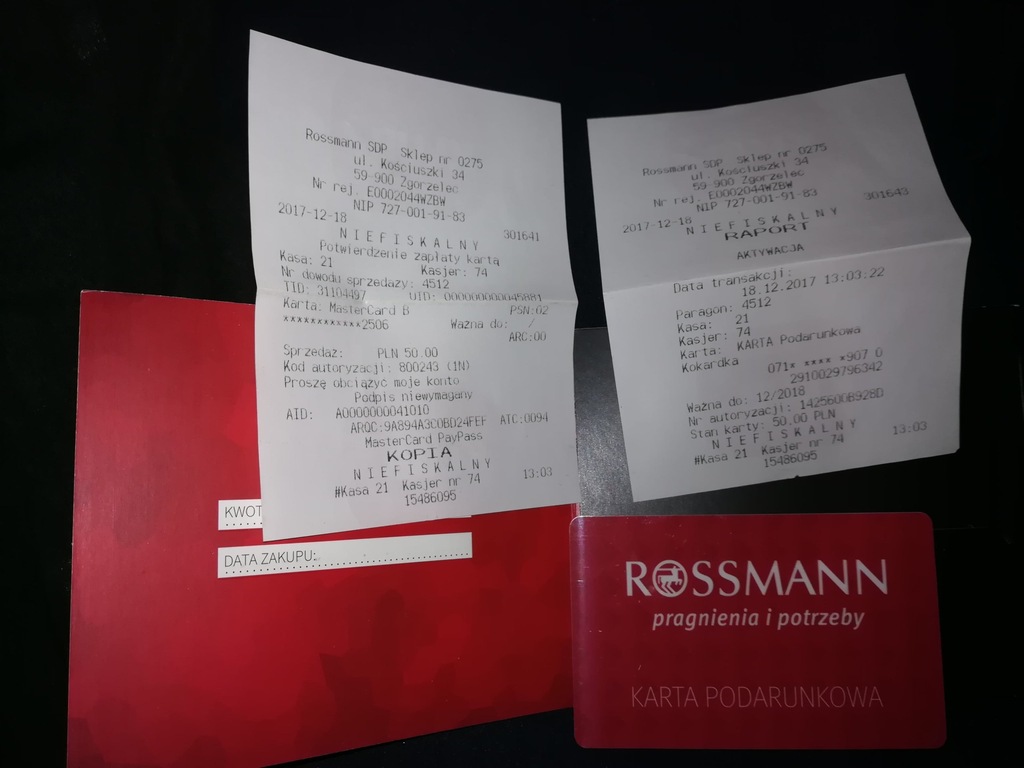 Karta Podarunkowa Rossmann - 50 zł. OKAZJA !!!