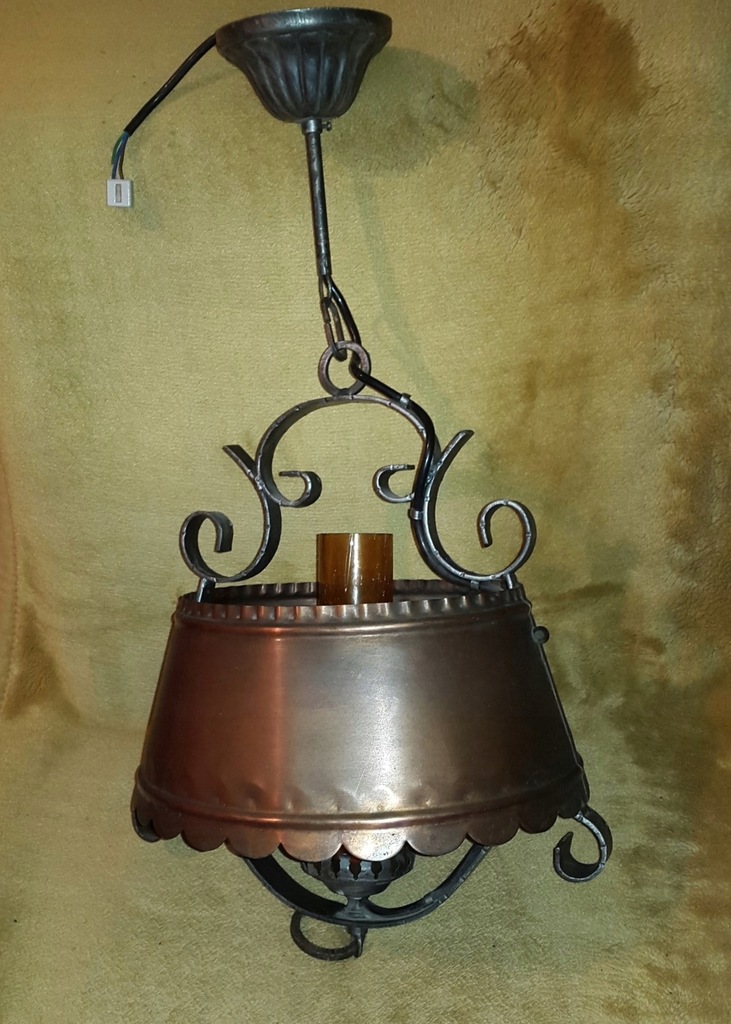 STARA MIEDZIANA LAMPA jak NAFTOWA WYKONANA RĘCZNIE