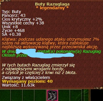 Buty Razuglaga 40 lvl Margonem Lelwani