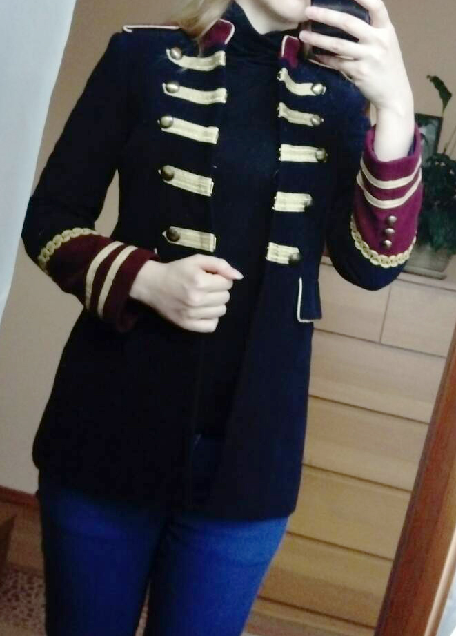 Zara marynarka z dewetyny XS militarna