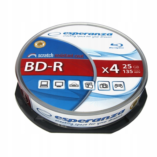 Płyty BD-R Esperanza 25GB x4 Cake BOX 10 szt.