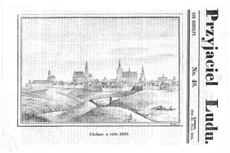 litografie 1844 Chełmno w roku 1833 / Kościół Śgo