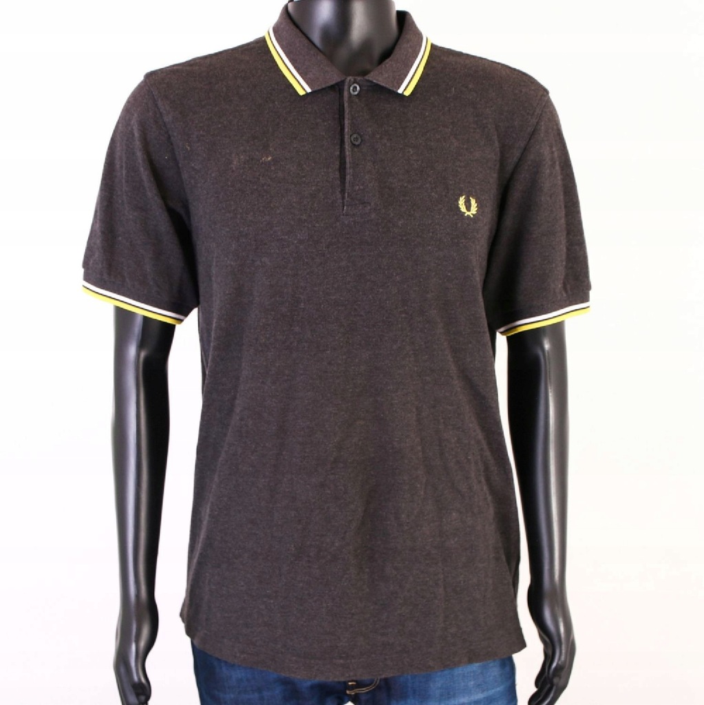 *R Fred Perry Koszulka Polo Męska Bawełna Szara XL