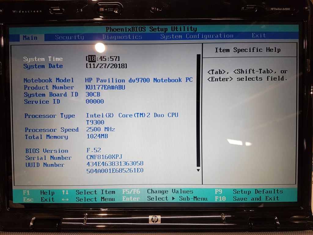 HP Pavilion Ent dv9700 17,3" C2D Vista
