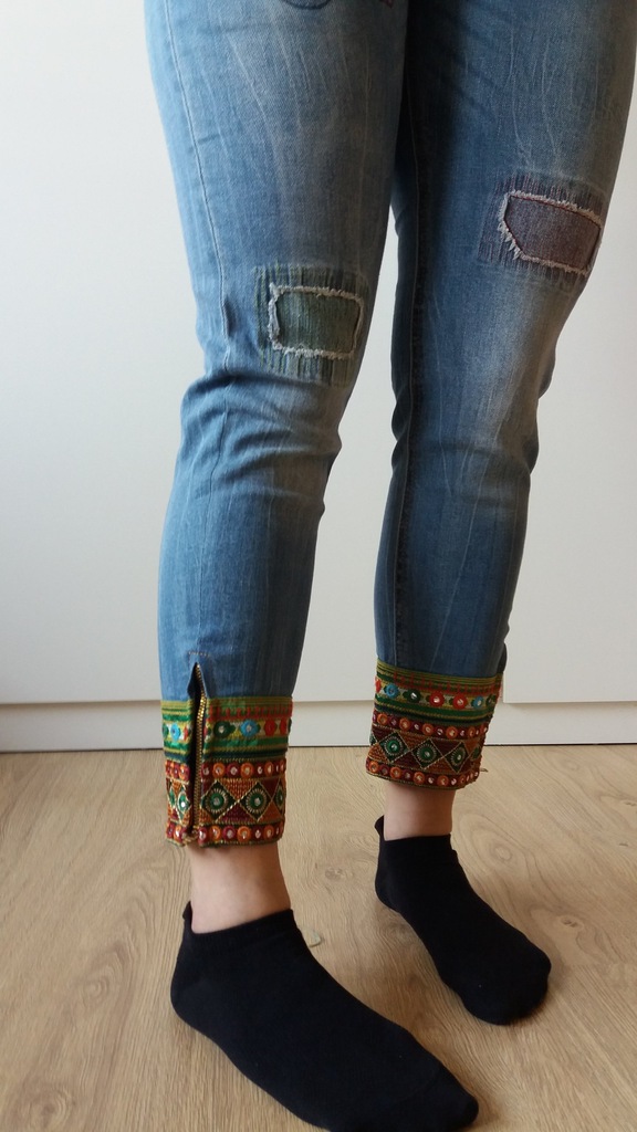 DESIGUAL jeansy 3/4 etniczne etno boho india 40 L