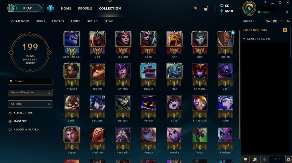 League of Legends EUW Konto Platyna Rzadkie Skiny
