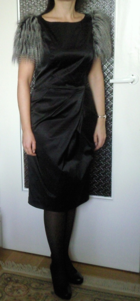 Czarna sukienka Monnari futro r.38 nowa Święta