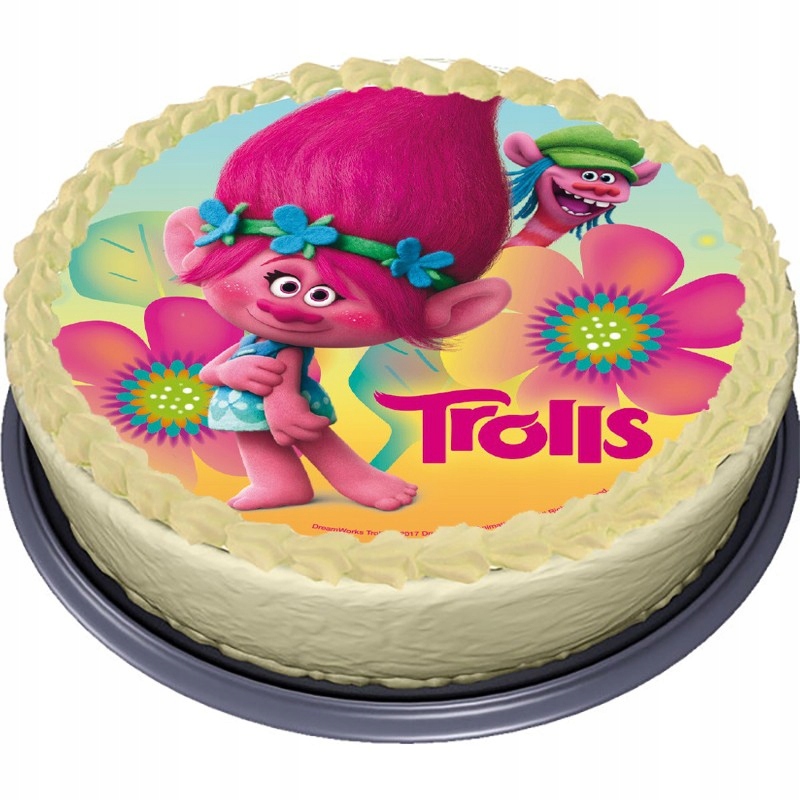 BARDZO GRUBY OPŁATEK NA TORT TROLLE TROLLS 20 CM