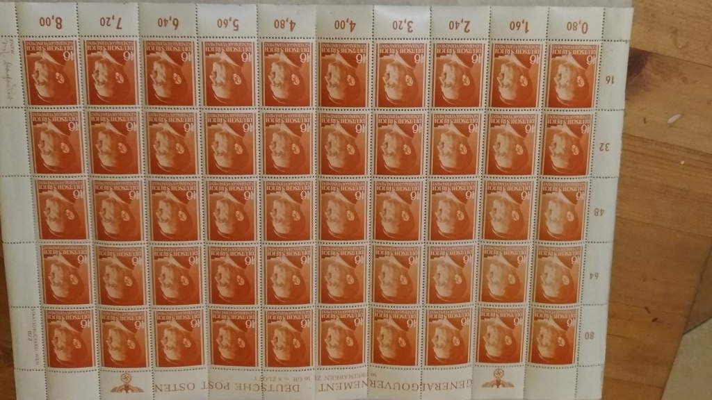 Arkusz znaczków z III Rzeszy II wojna światowa 16g