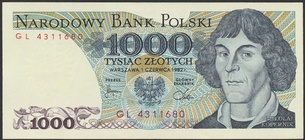Polska - 1000 złotych - 1982 - Kopernik - GL - UNC