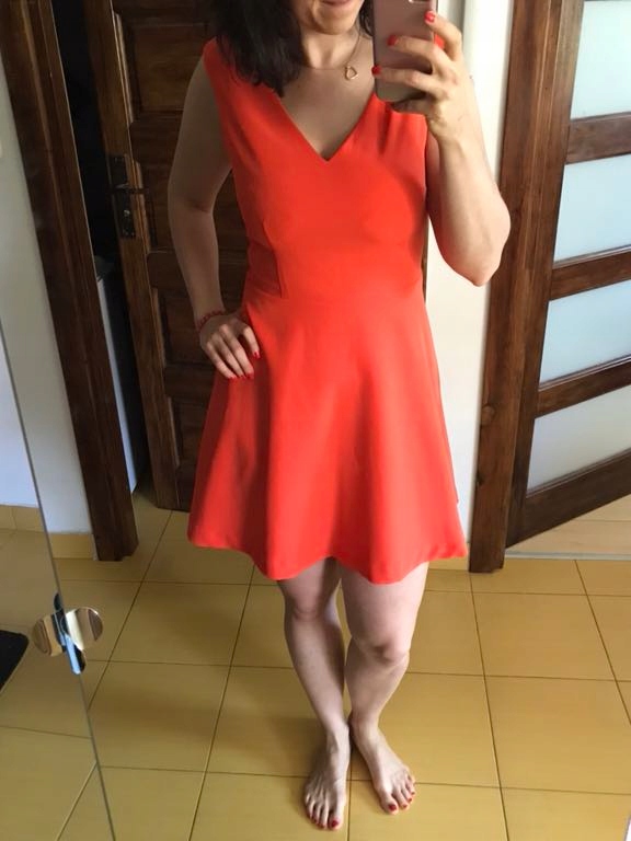 Pomarańczowa sukienka na lato, koktajlowa,Reserved