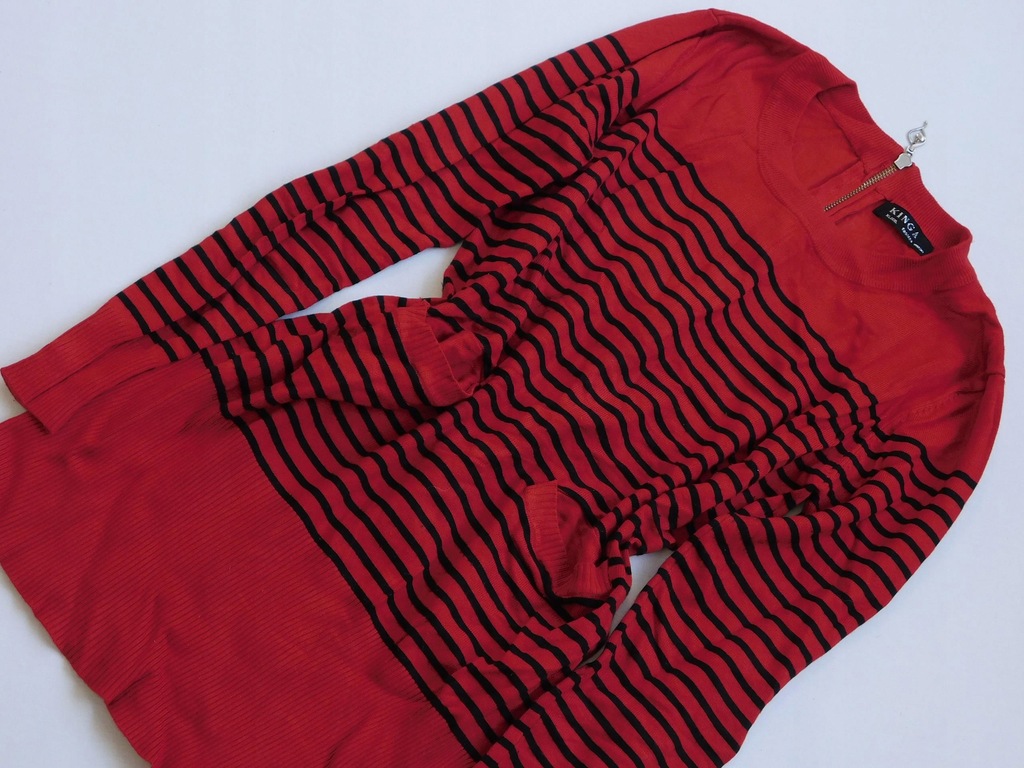 3011pl67 _ KINGA _ czerwony sweter PASKI _ XL