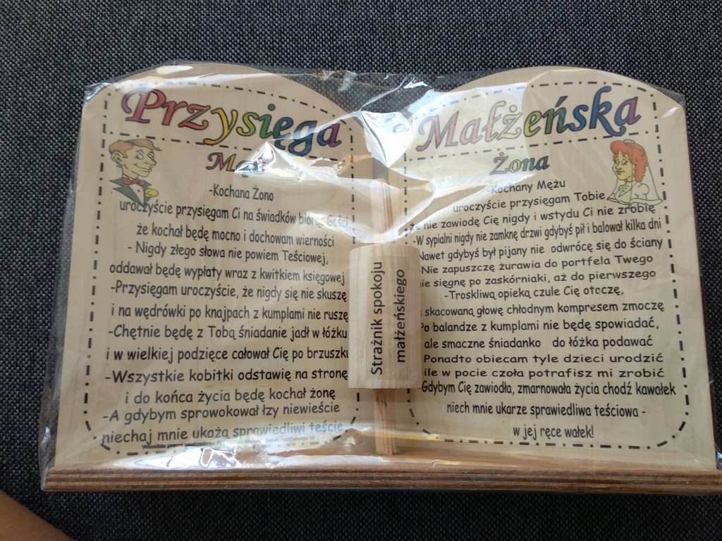 Przysięga małżeńska wesele ślub śmieszny prezent