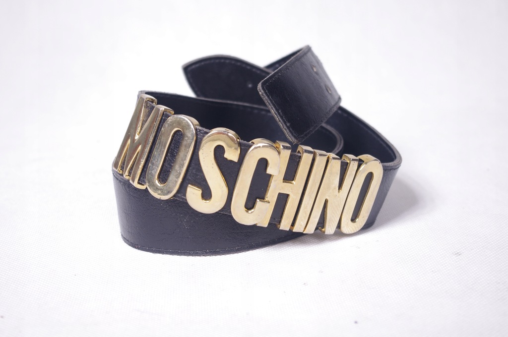 MOSCHINO - PASEK SKÓRA LOGO LITERKI 70-75